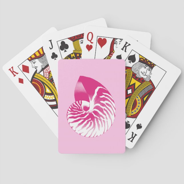 Jeu De Cartes Coquille de Nautilus - fuchsia rose et blanc (dos)
