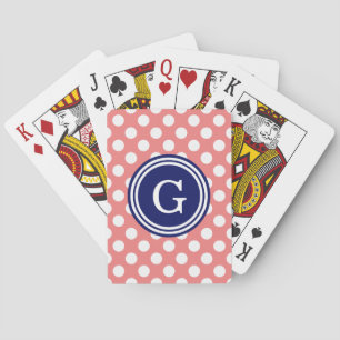 Jeu De Cartes Corail clair Marine Bleu Blancs Pois 1IR