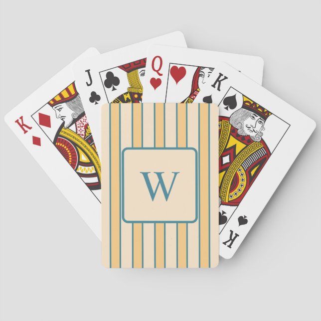 Jeu De Cartes Corail et Rayure Verte Rétro Moderne (dos)