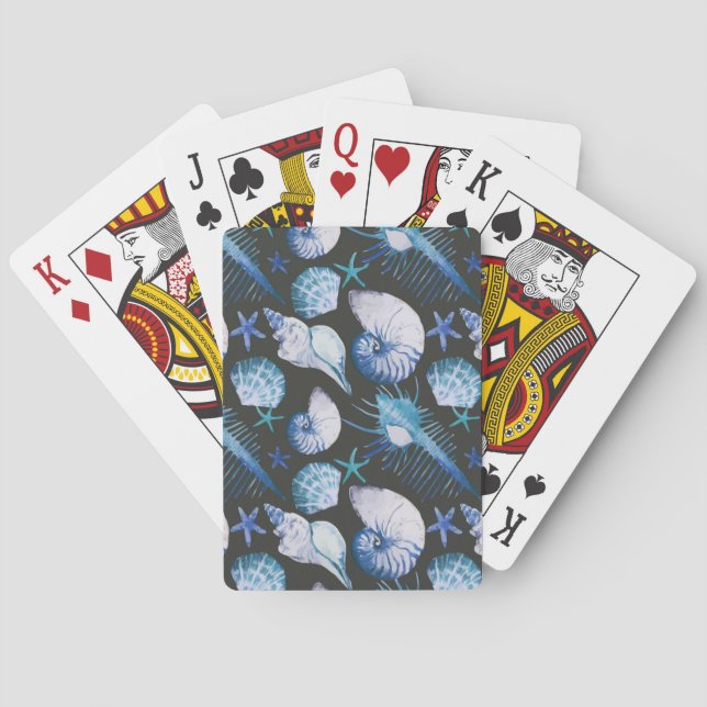 Jeu De Cartes Coraux avec le motif de coquilles (dos)