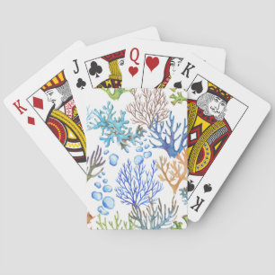 Jeu De Cartes Coraux dessinés à la main : motif sous-marin.
