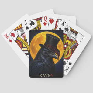 Jeu De Cartes Corbeau Chapeau Haut de Forme Gothique Surréaliste