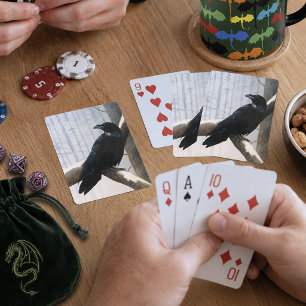 Jeu De Cartes Corbeau noir serein de la forêt enneigée d'hiver