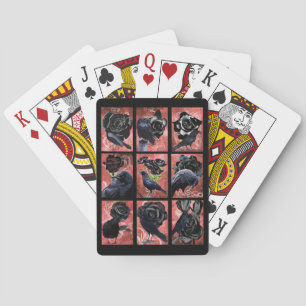 Jeu De Cartes Corbeaux et corbeaux rose noirs collage d'art goth