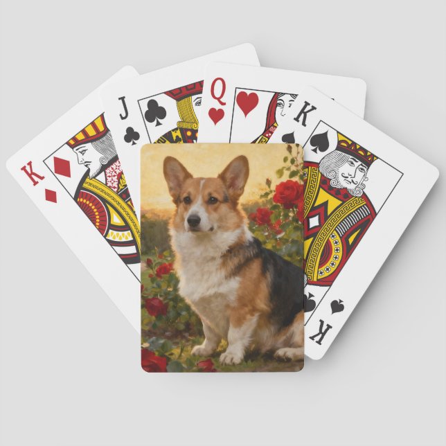 Jeu De Cartes Corgi dans les Roses II (dos)