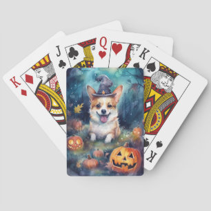 Jeu De Cartes Corgi d'Halloween avec la peur Citrouille