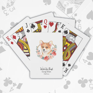 Jeu De Cartes Corgi Florals Meilleure maman de chien du monde pe
