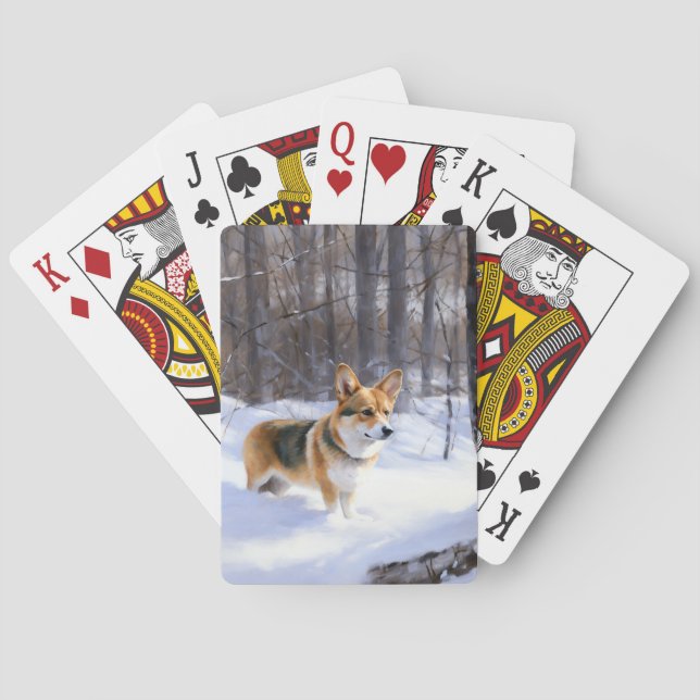 Jeu De Cartes Corgi Noël sous la neige (dos)
