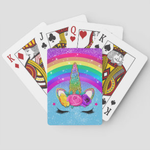 Jeu De Cartes Corne de Licorne Pailletée et Scintillante aux Cou