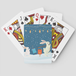 Jeu De Cartes Cortège de lanternes de lapins mignons à travers l