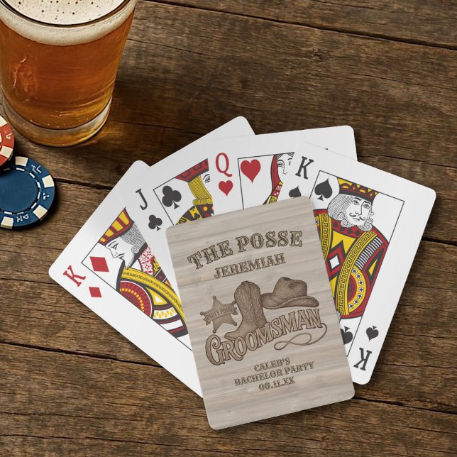 Jeu De Cartes Cortège de mariage rustique cow-boy enterrement de (Cowboy Groomsman Playing Cards)