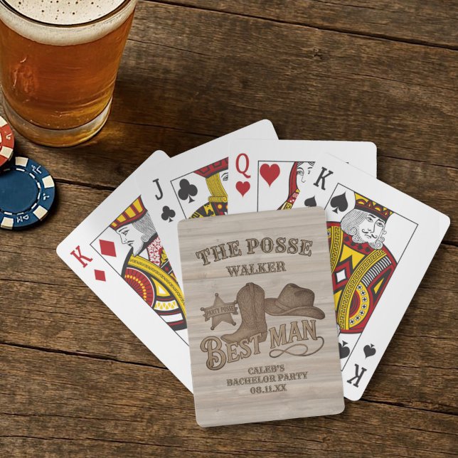 Jeu De Cartes Cortège du Témoin Rustique Cow-boy Enterrement de  (Cowboy Best Man Playing Cards)