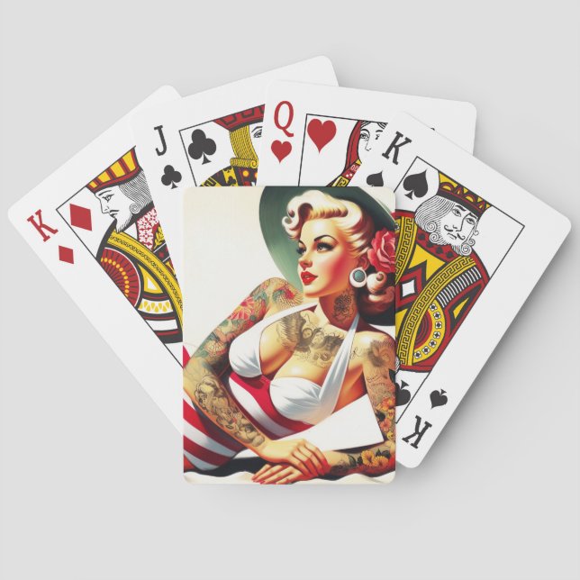 Jeu De Cartes Costume de bain tatoué rétro Pin-up (dos)
