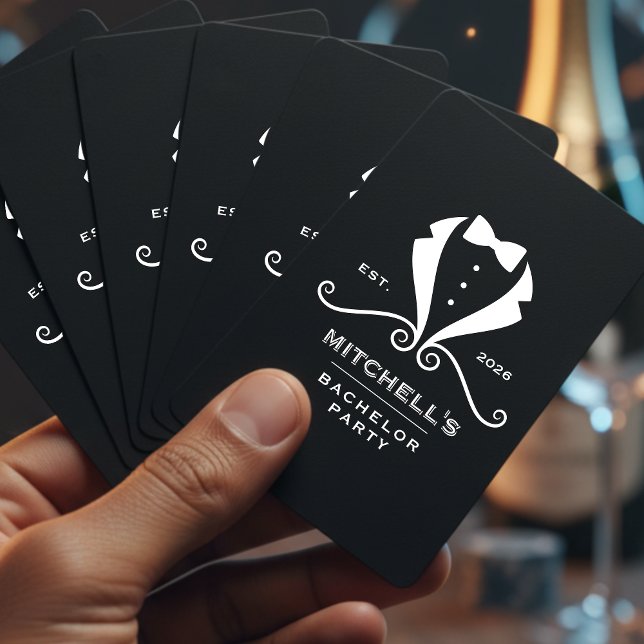 Jeu De Cartes Costume Smoking Nœud Papillon Mariage Noir Cérémon (Bachelor Party Tuxedo Suit Bowtie Black Wedding Poker Cards
)