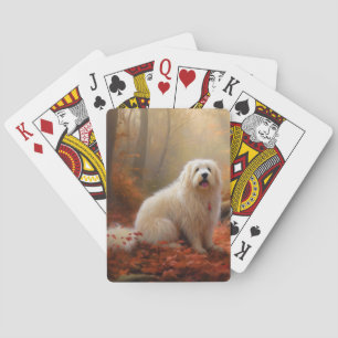 Jeu De Cartes Coton De Tulear dans les feuilles d'automne qui to