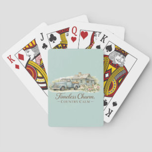 Jeu De Cartes Cottage Fleur Sauvage Calme Camion Bleu Vintage
