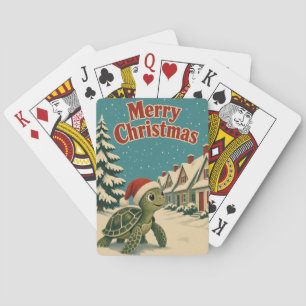 Jeu De Cartes Cottage Rangée Tortue de Mer Animal Noël