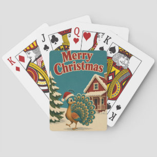Jeu De Cartes Cottage Rouge Paon Noël Animal