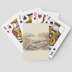 Jeu De Cartes Cottagecore Courtepoint Fleuri en Patchwork Aquare