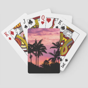 Jeu De Cartes Coucher de soleil à travers les palmiers