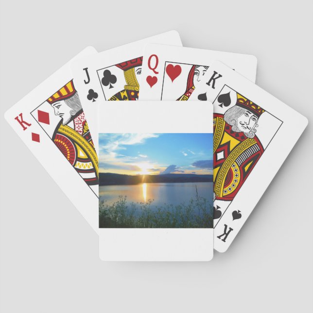 Jeu De Cartes Coucher de soleil bleu sur le lac (dos)