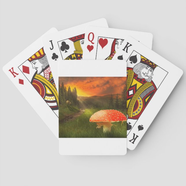 Jeu De Cartes Coucher de soleil d'automne. (dos)