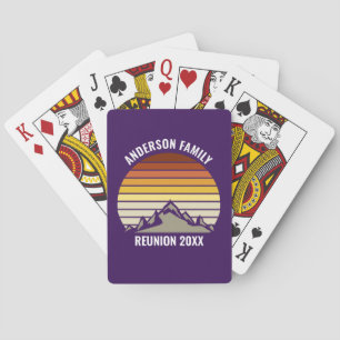 Jeu De Cartes Coucher de soleil rétro violet montagne personnali