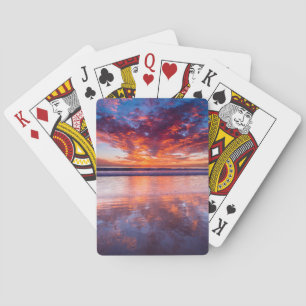 Jeu De Cartes Coucher de soleil rouge sur la mer, Californie
