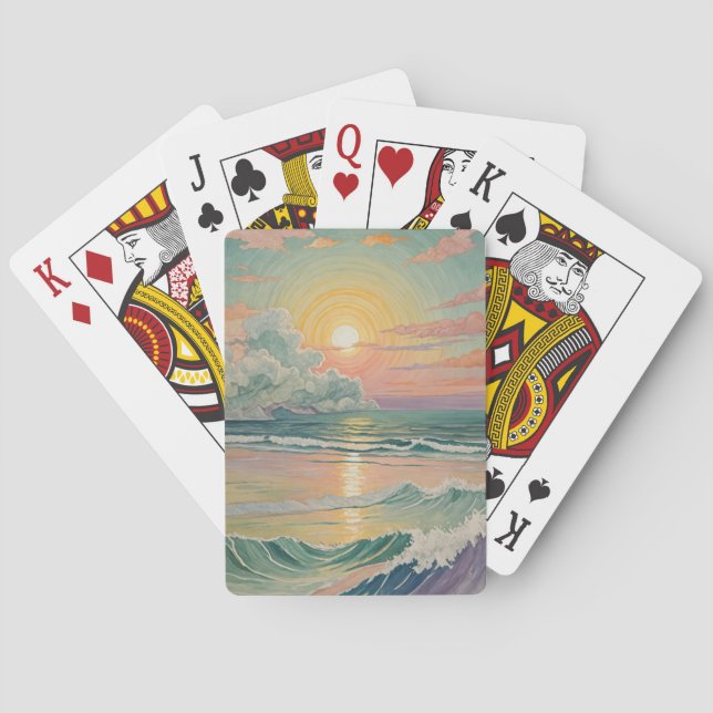 Jeu De Cartes Coucher de soleil serein sur les vagues (dos)