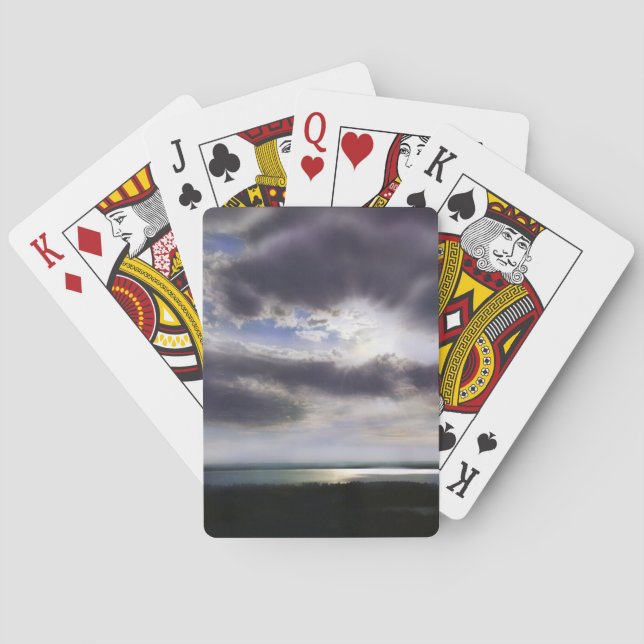 Jeu De Cartes Coucher de soleil sur la peinture d'aquarelle du l (dos)