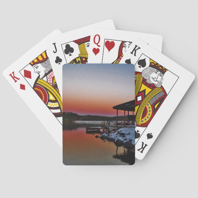 Jeu De Cartes Coucher de soleil sur le quai du lac Arrowhead (dos)