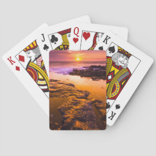 Jeu De Cartes Coucher de soleil sur les bassins de marée, Hawaï