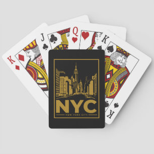 Jeu De Cartes Coucher de soleil sur New York – Or et Noir Vintag