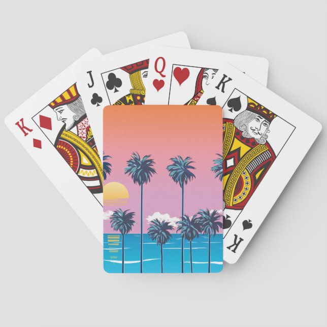 Jeu De Cartes Coucher de soleil tropical : Illustration de plage (dos)