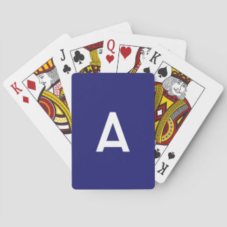 Jeu De Cartes Couleur bleu minuit, monogramme simple minimaliste
