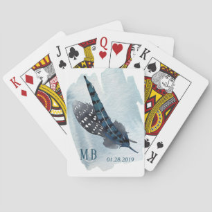 Jeu De Cartes Couleur d'aquarelle bleu foncé