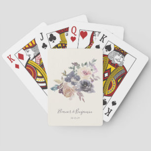 Jeu De Cartes Couleur d'aquarelle florale violet personnalisé Fa