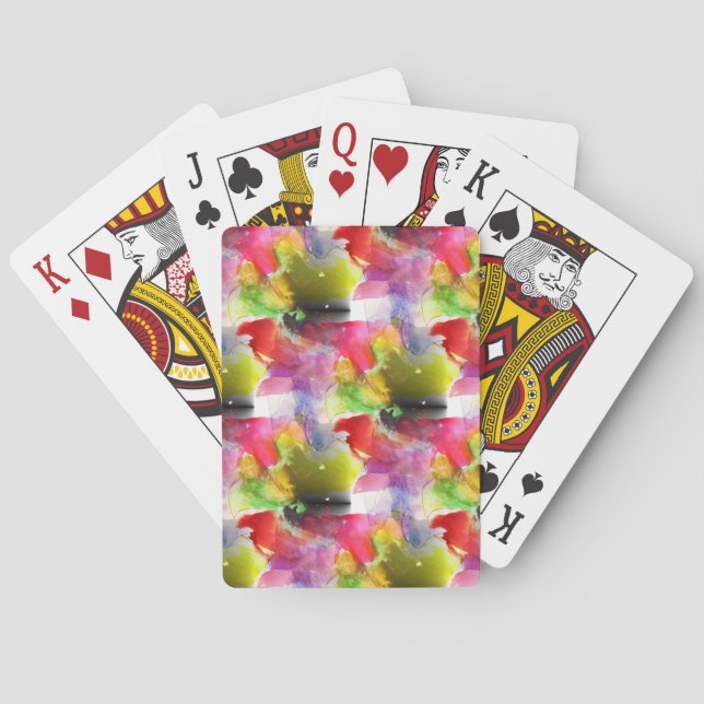 Jeu De Cartes Couleur d'aquarelle rouge, jaune (dos)