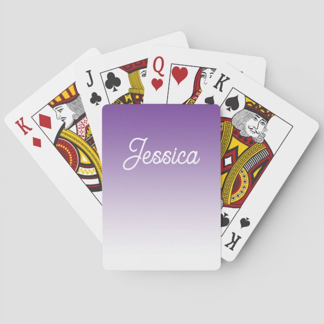 Jeu De Cartes Couleur violette ombrée (modifiable) et votre text (dos)