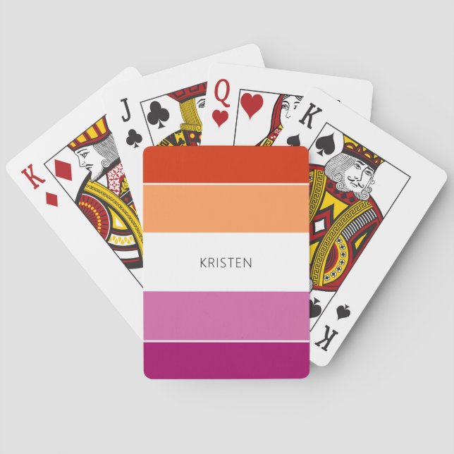 Jeu De Cartes Couleurs Drapeau Lesbienne Personnalisées Frappes  (dos)