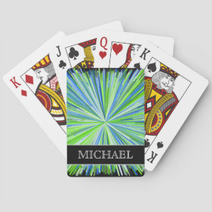 Jeu De Cartes Couleurs du Motif d'éclatement de la ligne verte/b