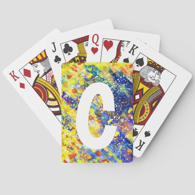 Jeu De Cartes Couleurs Vives Abstrait Monogramme (dos)