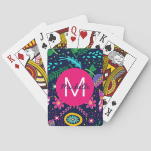 Jeu De Cartes Couleurs Vives Floral Chaos Personnalisé Bleu