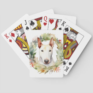 Jeu De Cartes Coupe de fête de la couronne de Noël Bull Terrier