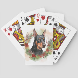 Jeu De Cartes Coupe festive Doberman Christmas Wreath