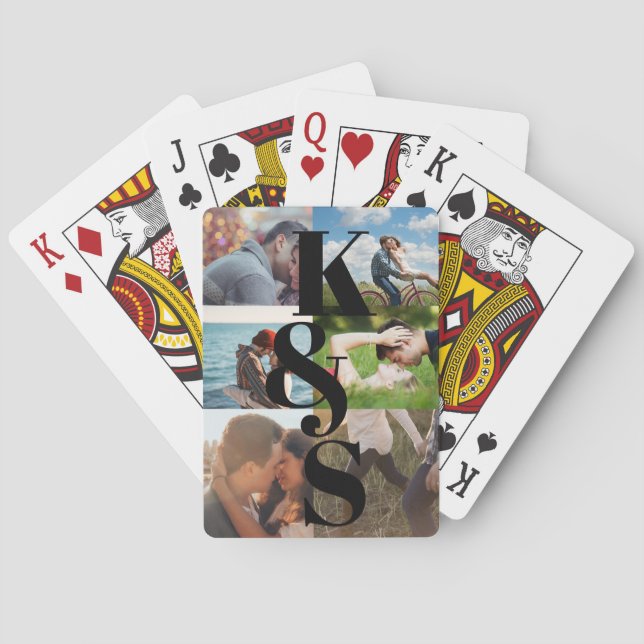 Jeu De Cartes Couple Customisé Photo Collage cadeau personnalisé (dos)