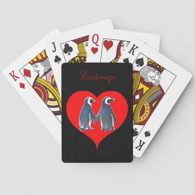 Jeu De Cartes Couple de pingouins Inséparables Red Hearts Thunde (dos)
