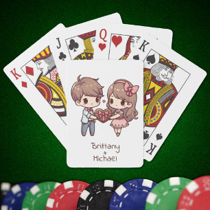 Jeu De Cartes Couple de Saint-Valentin de style Chibi personnali