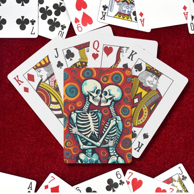Jeu De Cartes Couple de squelettes rétro s'embrassant (Créateur téléchargé)