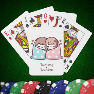 Jeu De Cartes Couple doux personnalisé style Chibi